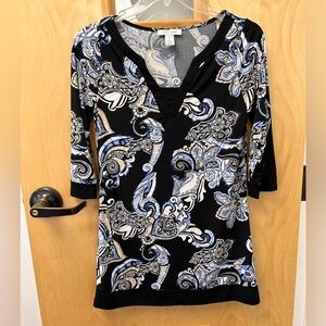 🌼3/$30🌼 WHBM Black blue tunic top Medium